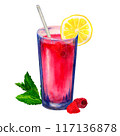 Raspberry cocktail watercolor 117136878