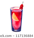 Raspberry lemonade watercolor illustration 117136884