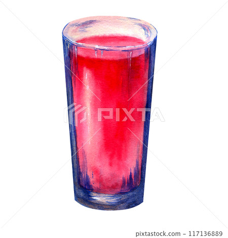 Glass of raspberry lemonade illustration Glass of raspberry lemonade illustration 117136889