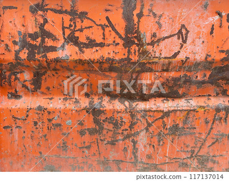 Background texture of scratched orange rusted steel Background texture of scratched orange rusted steel 117137014