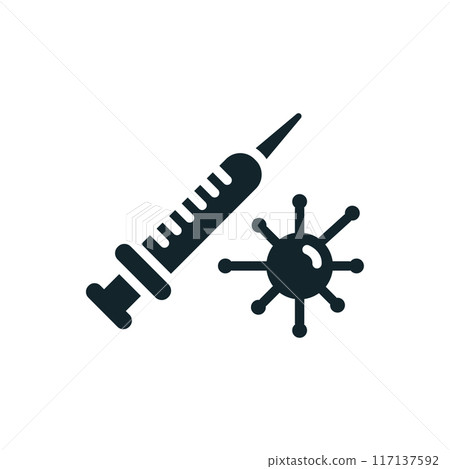 Syringe injecting virus for vaccination against flu 117137592