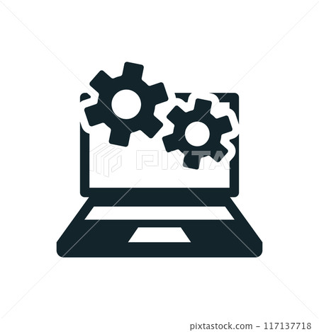 Laptop showing gears working concept of artificial intelligence 117137718