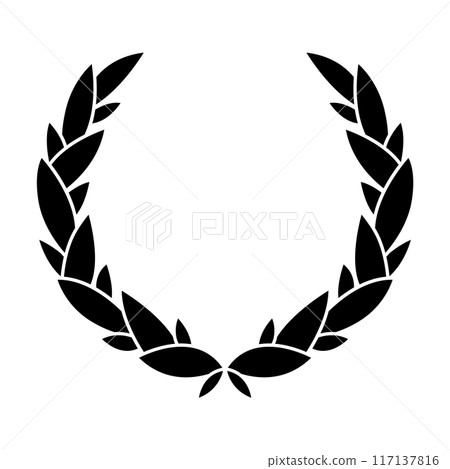 Vintage laurel wreath. Black silhouette circular sign depicting award achievement heraldry, nobility, emblem. Laurel wreath award, winning, prize or victory Vintage laurel wreath. Black silhouette circular sign depicting award achievement heraldry, nobility, emblem. Laurel wreath award, winning, prize or victory 117137816