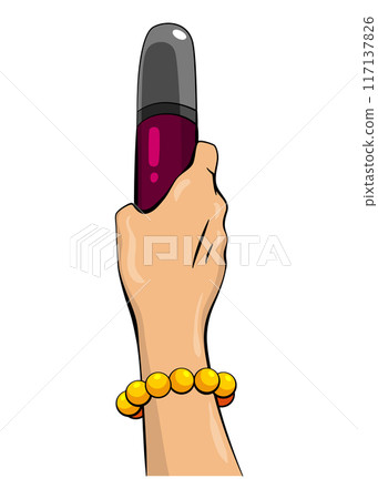 Journalist in pop art comic style, hand hold microphone. Voice recorder in hand of reporter. Press conference or interview, mass media news in cartoon vector illustration Journalist in pop art comic style, hand hold microphone. Voice recorder in hand of reporter. Press conference or interview, mass media news in cartoon vector illustration 117137826