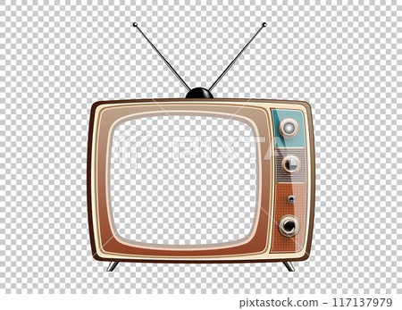 Vector retro television mock up isolate on transparent grid 117137979