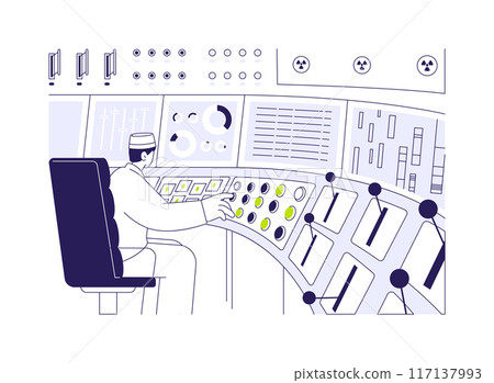 Nuclear power plant control room abstract concept vector illustration. Nuclear power plant control room abstract concept vector illustration. 117137993