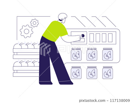 Canned vegetables production abstract concept vector illustration. 117138009