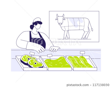Beef fabrication abstract concept vector illustration. Beef fabrication abstract concept vector illustration. 117138030