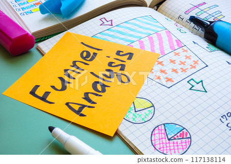 Marketing charts, graphs and funnel analysis mark. 117138114