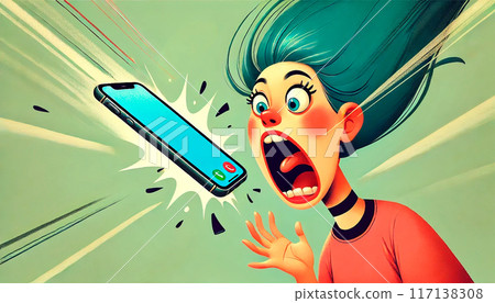A woman surprised by smartphone 117138308