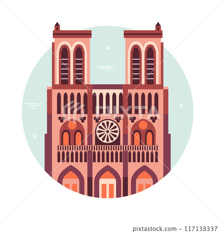 Notre Dame de Paris Flat Design Circle Icon Notre Dame de Paris Flat Design Circle Icon 117138337