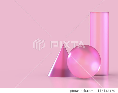 3D illustration of crystal glass illuminated by fantastic light 117138370