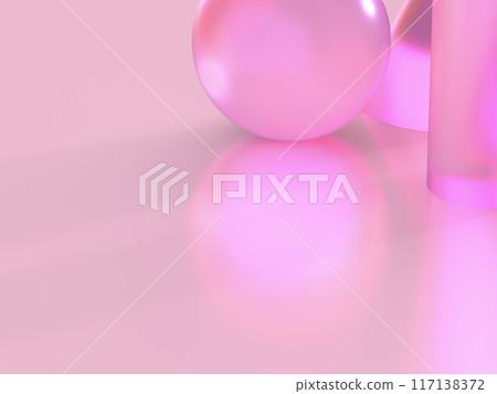 3D illustration of crystal glass illuminated by fantastic light 117138372