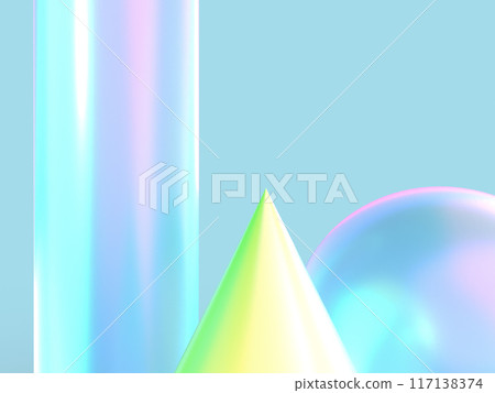 3D illustration of crystal glass illuminated by fantastic light 117138374