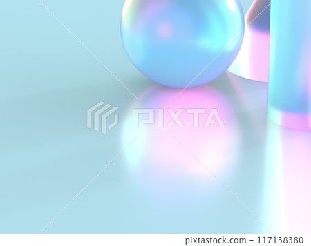 3D illustration of crystal glass illuminated by fantastic light 117138380