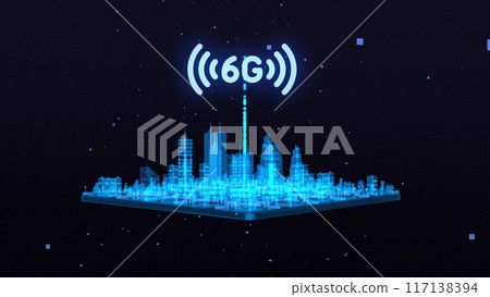 6G digital global technology world network. Smart city digital cyberspace. 3D concept motion graphics. Technology. 6G digital global technology world network. Smart city digital cyberspace. 3D concept motion graphics. Technology. 117138394