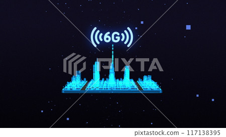 6G digital global technology world network. Smart city digital cyberspace. 3D concept motion graphics. Technology. 6G digital global technology world network. Smart city digital cyberspace. 3D concept motion graphics. Technology. 117138395