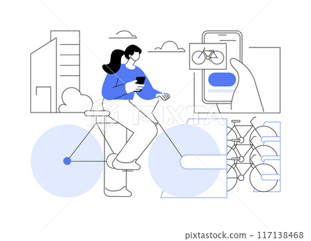 Rent a bike isolated cartoon vector illustrations. Rent a bike isolated cartoon vector illustrations. 117138468