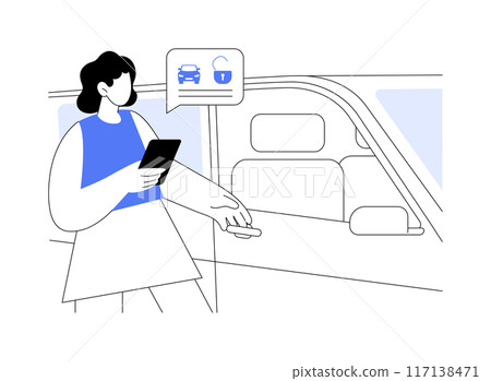 Opening a car isolated cartoon vector illustrations. Opening a car isolated cartoon vector illustrations. 117138471