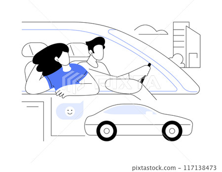 Happy driving isolated cartoon vector illustrations. 117138473