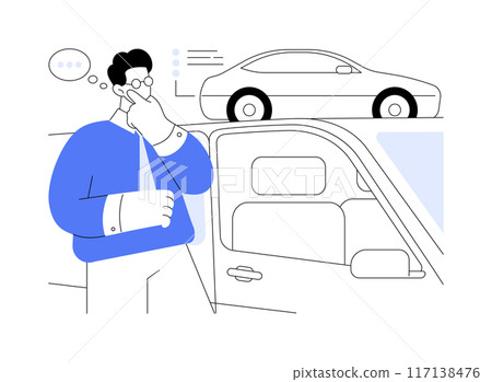 Choosing a car isolated cartoon vector illustrations. Choosing a car isolated cartoon vector illustrations. 117138476