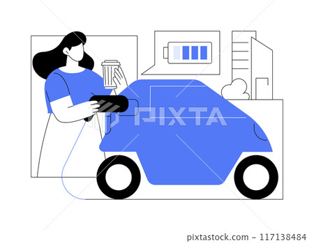 Car charging service isolated cartoon vector illustrations. Car charging service isolated cartoon vector illustrations. 117138484