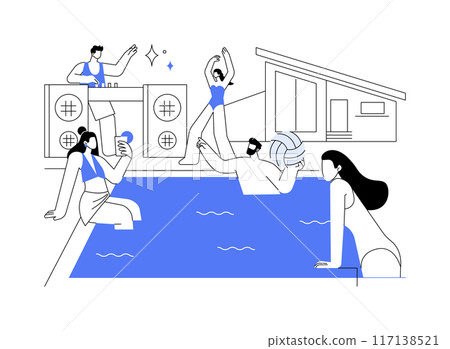 Pool party isolated cartoon vector illustrations. 117138521
