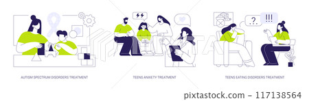 Child and adolescent psychiatry abstract concept vector illustrations. Child and adolescent psychiatry abstract concept vector illustrations. 117138564