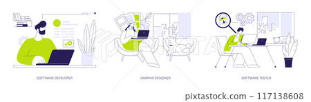 Remote IT jobs abstract concept vector illustrations. 117138608