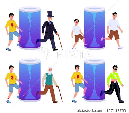 Time travel character transformation vector set 117138763