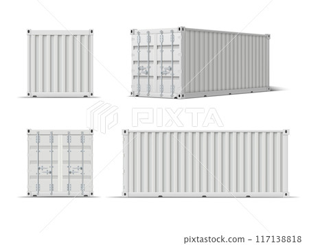 Vector set of white shipping containers for storing things. Vector set of white shipping containers for storing things. 117138818
