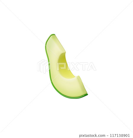 3D vector illustration of an avocado slice on an isolated background. 117138901