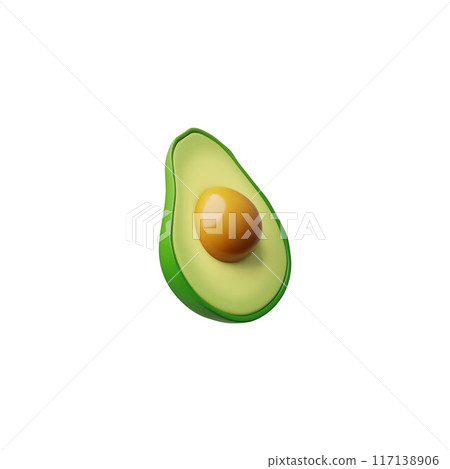Realistic 3d vector graphics depicting ripe green avocado, cut in half for healthy eating 117138906