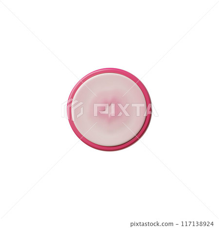 Fresh radish slice 3D plastic style vector icon, glossy chopped ripe vegetable, farm organic root plant food round piece 117138924