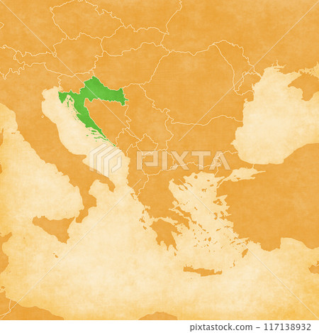 Ocher map of Balkans - Croatia Ocher map of Balkans - Croatia 117138932