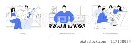 Learn playing music isolated cartoon vector illustrations se 117138954