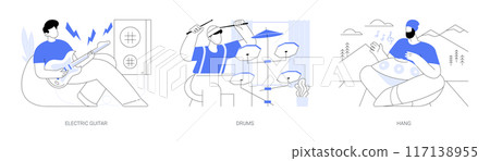 Playing musical instruments isolated cartoon vector illustrations se 117138955