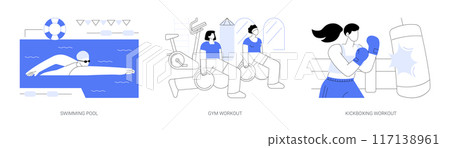College sport facilities isolated cartoon vector illustrations se 117138961