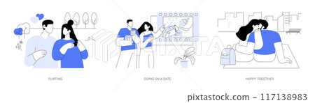 Students romantic relationship isolated cartoon vector illustrations se 117138983