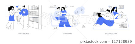 Students romantic moments isolated cartoon vector illustrations se 117138989
