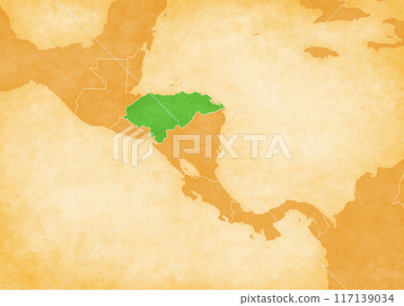 Ocher map of Central America - Honduras 117139034