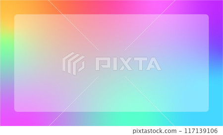Semi-transparent frame on rainbow gradient background - Colorful eye-catching banner material - 16:9 Semi-transparent frame on rainbow gradient background - Colorful eye-catching banner material - 16:9 117139106