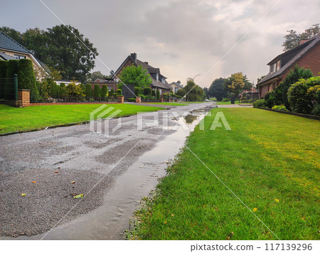Andervenne, Germany, a street after the rain. Andervenne, Germany, a street after the rain. 117139296