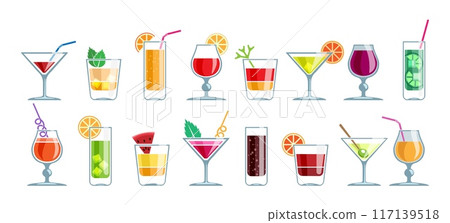 Cocktails and drinks emblem set 117139518