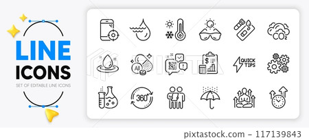 Qr code, Quickstart guide and Weather thermometer line icons set for app include Seo phone, Cogwheel, Hydroelectricity outline thin icon. Co2, Fuel energy, Yoga pictogram icon. Vector Qr code, Quickstart guide and Weather thermometer line icons set for app include Seo phone, Cogwheel, Hydroelectricity outline thin icon. Co2, Fuel energy, Yoga pictogram icon. Vector 117139843