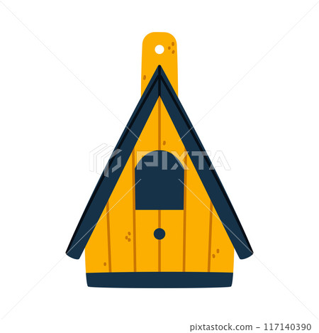 Yellow Bird House and Wooden Nesting Box Vector Illustration Yellow Bird House and Wooden Nesting Box Vector Illustration 117140390