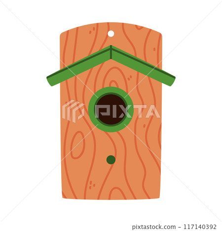 Bird House and Wooden Nesting Box Vector Illustration Bird House and Wooden Nesting Box Vector Illustration 117140392