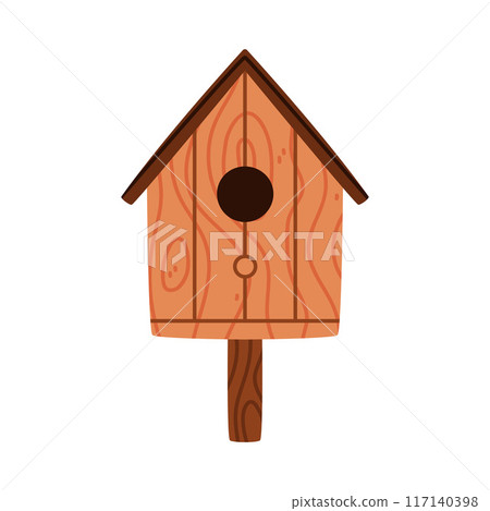 Bird House and Wooden Nesting Box Vector Illustration Bird House and Wooden Nesting Box Vector Illustration 117140398