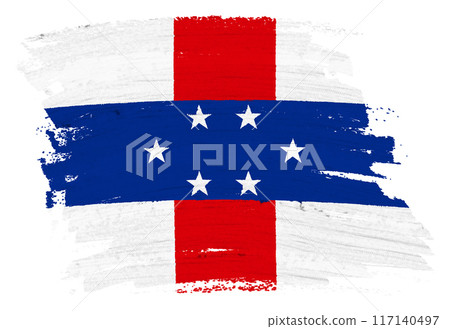 Netherlands Antilles flag paint splash brushstroke 117140497