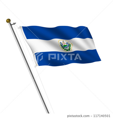 El Salvador Flagpole 3d illustration on white with clipping path El Salvador Flagpole 3d illustration on white with clipping path 117140501